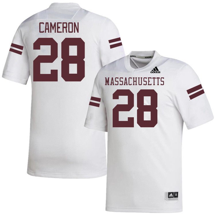 Massachusetts Minutemen #28 Jerrod Cameron College Football Jerseys Stitched-White